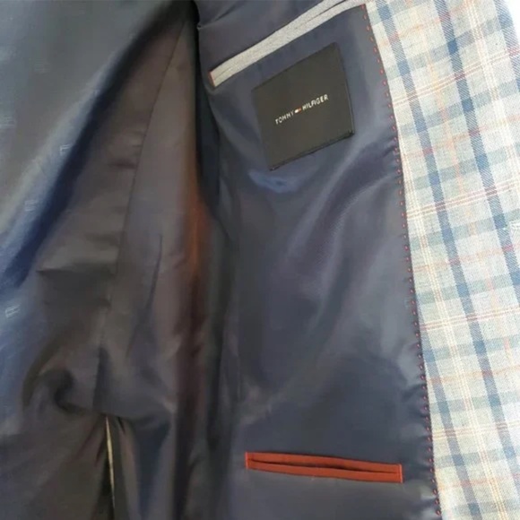 ✨Tommy Hilfiger Conrad Blue Plaid Two Button Notch Lapel Tailored Sport Coat 44 - Picture 7 of 7